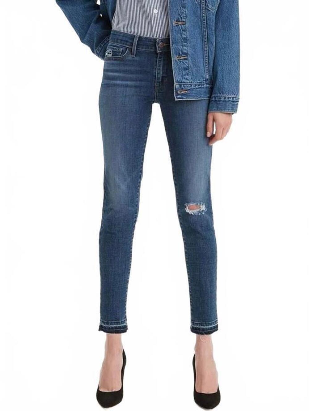 Levi’s 711 Distressed High Rise Skinny Ankle Denim Jeans Size 24 Maui Indigo Vtg